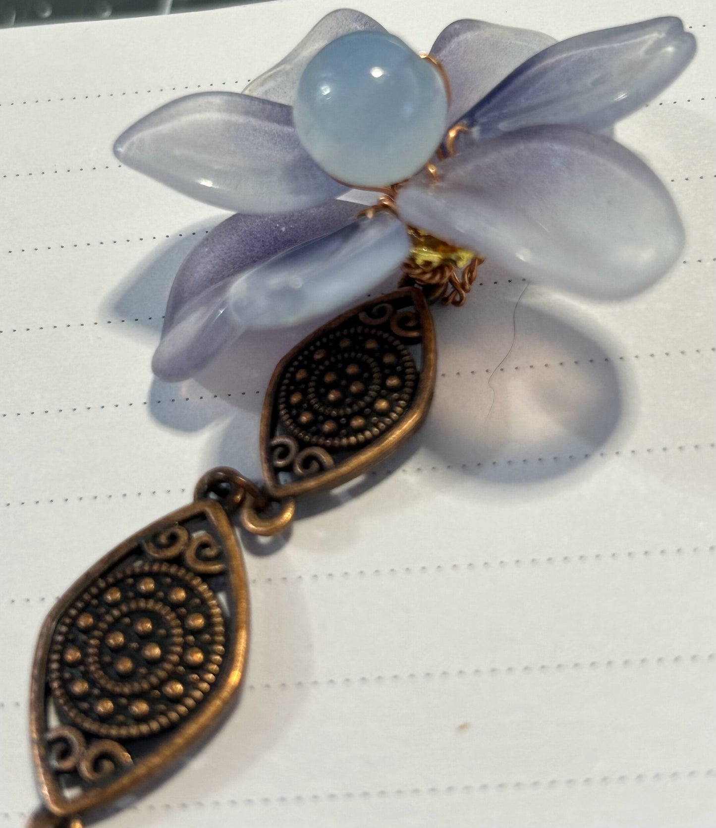 Blue glass flower bookmark or closures