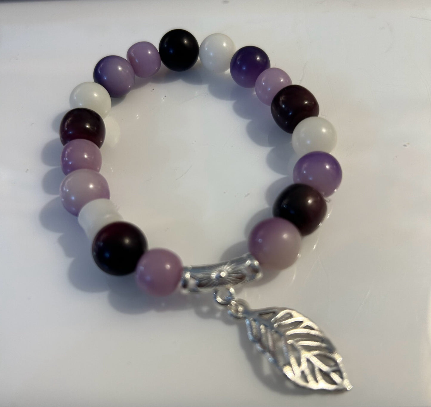 Purple, cream and lavender bodhi bracelet
