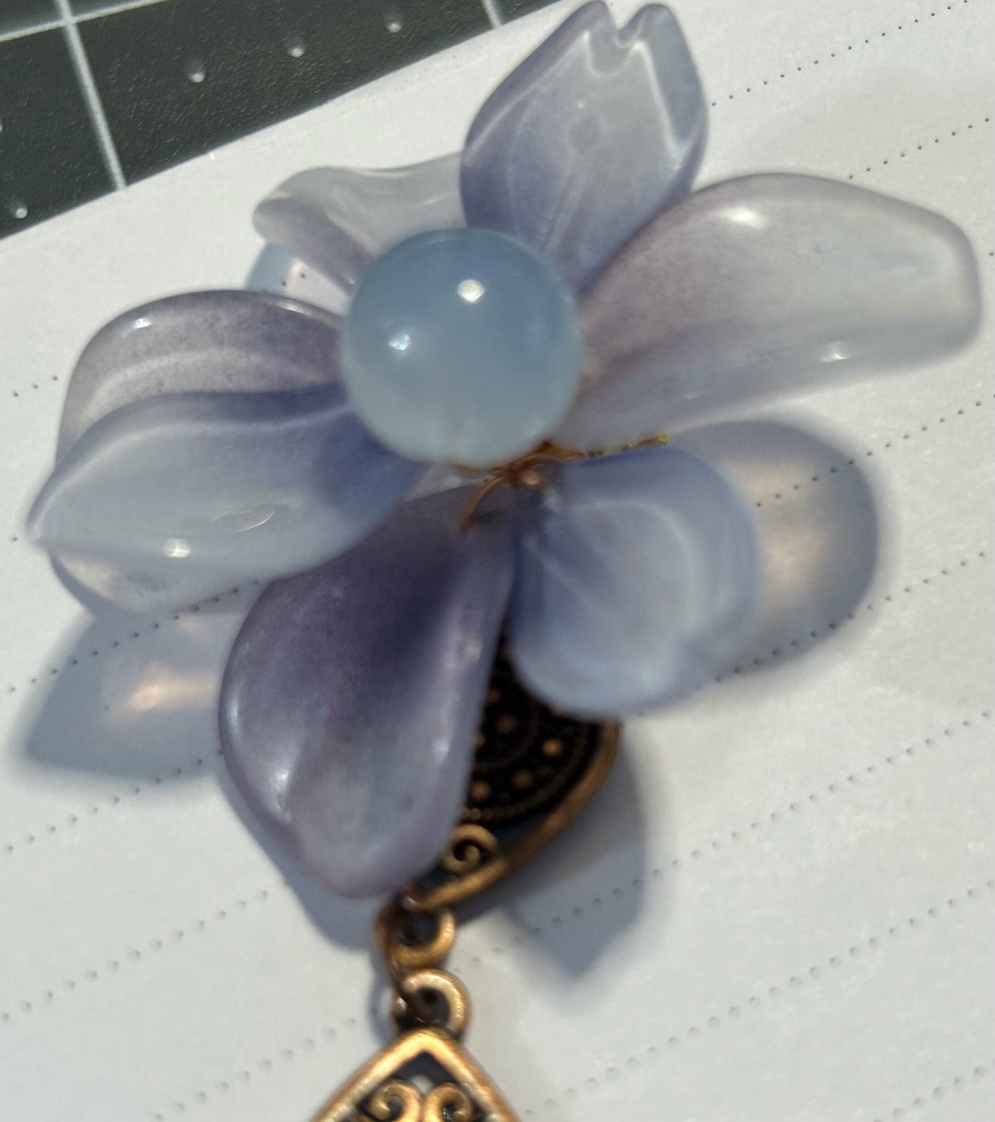 Blue glass flower bookmark or closures