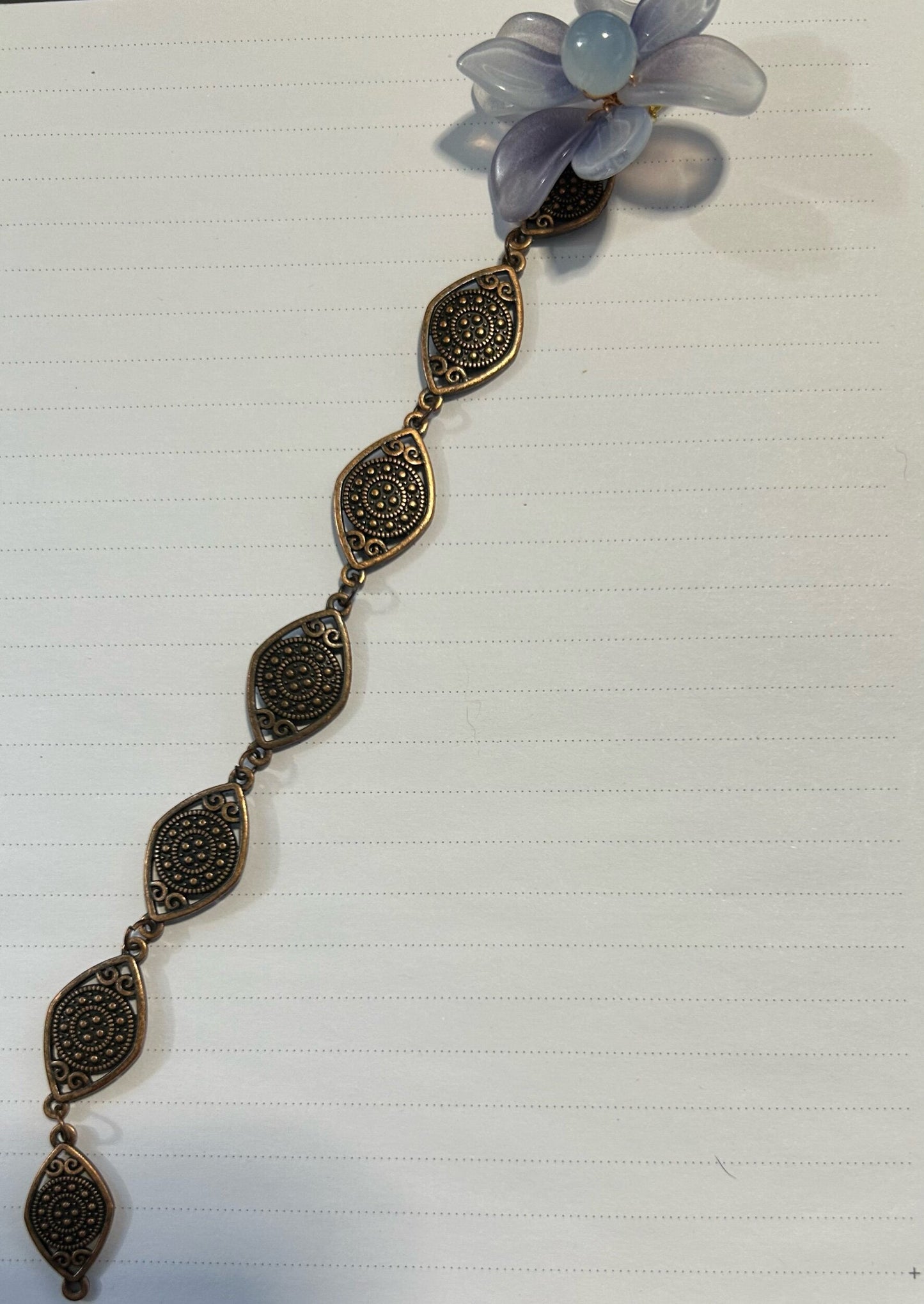 Blue glass flower bookmark or closures