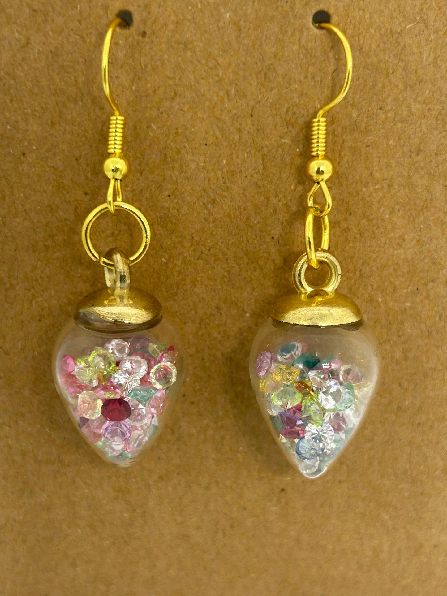Multi colored crystals glass light bulb earrings