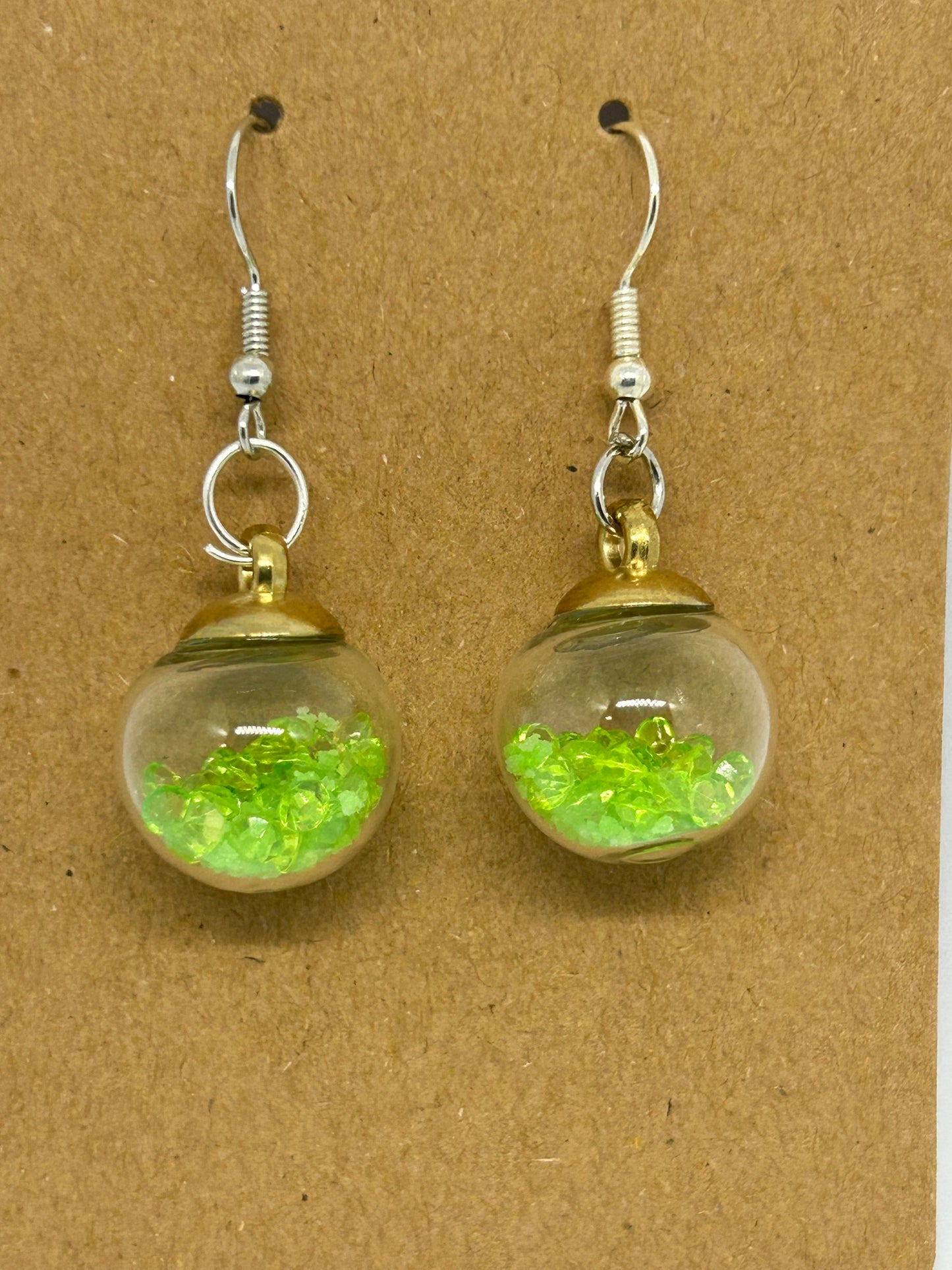 Light green crystal glass globe earrings