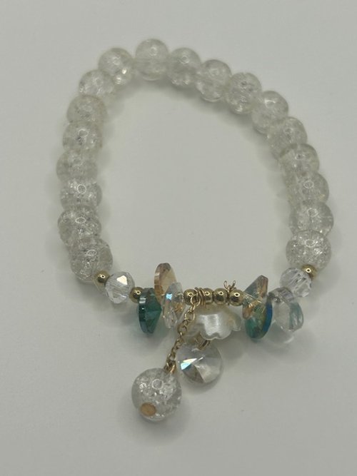 White rose charm bracelet