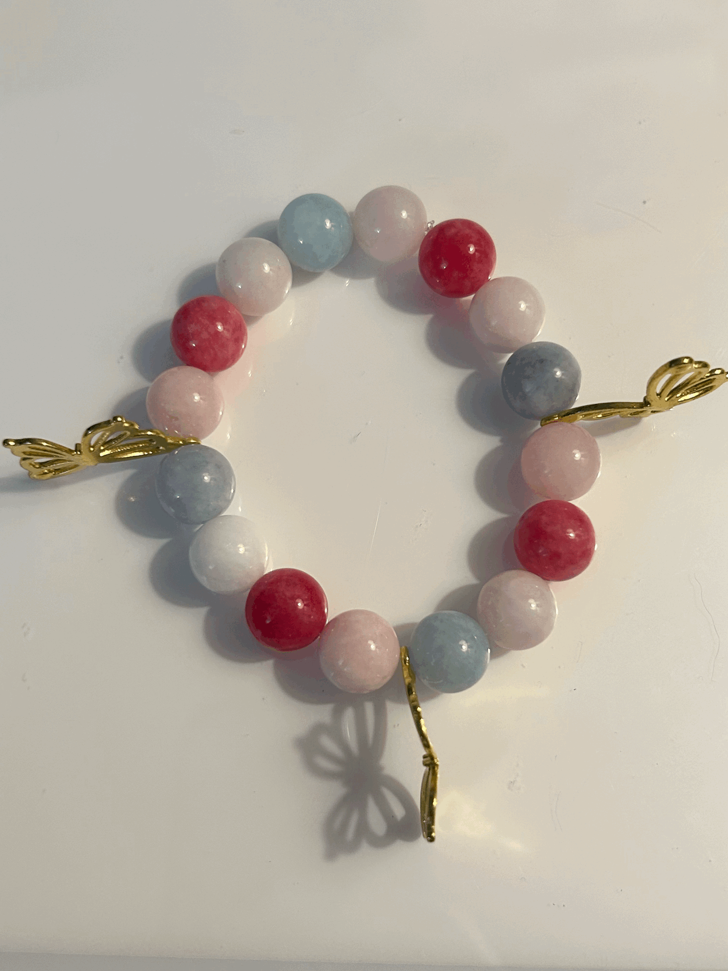 Crystal bead and butterfly bracelet
