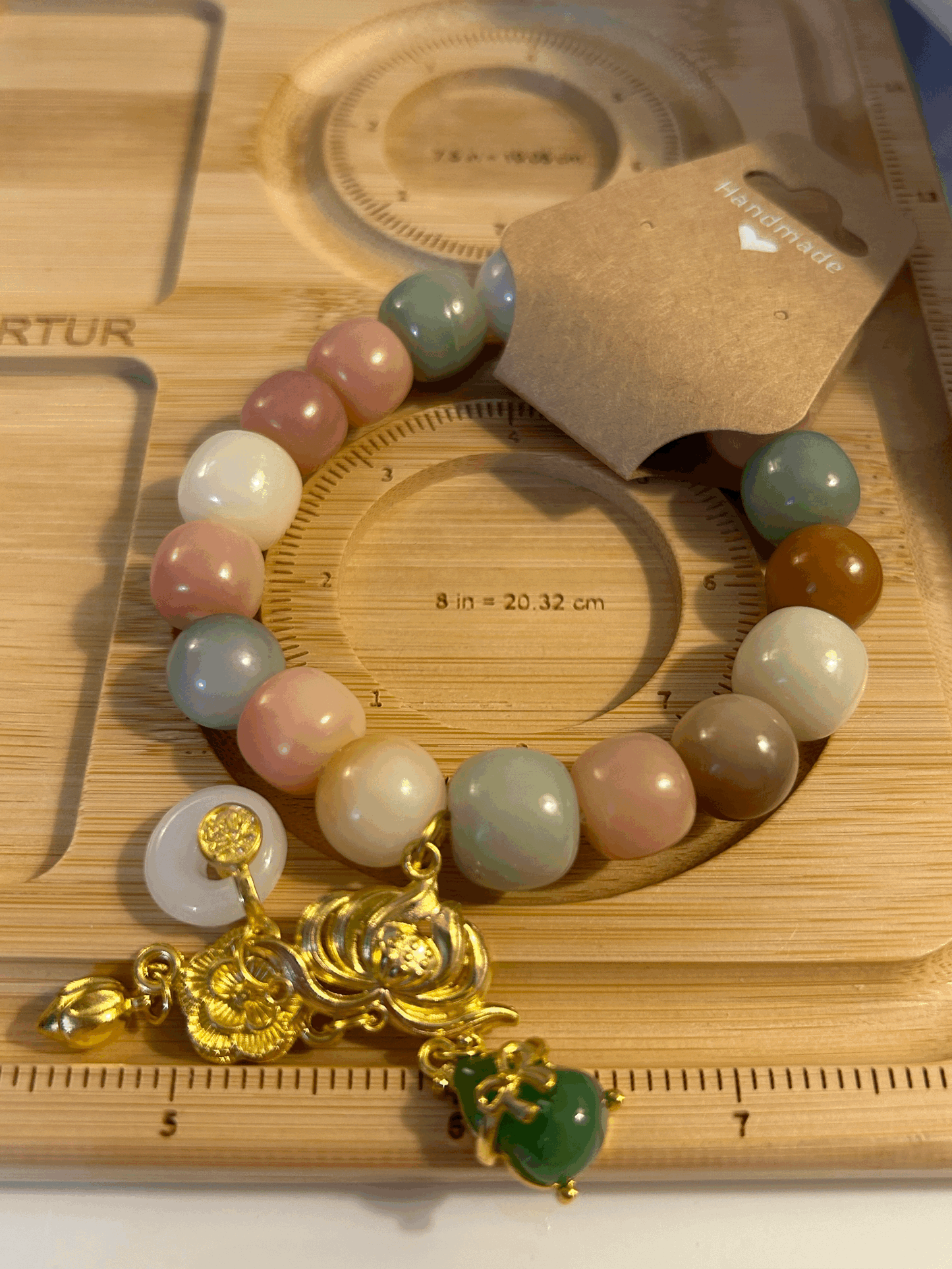 Golden lotus Bodhi bead bracelet