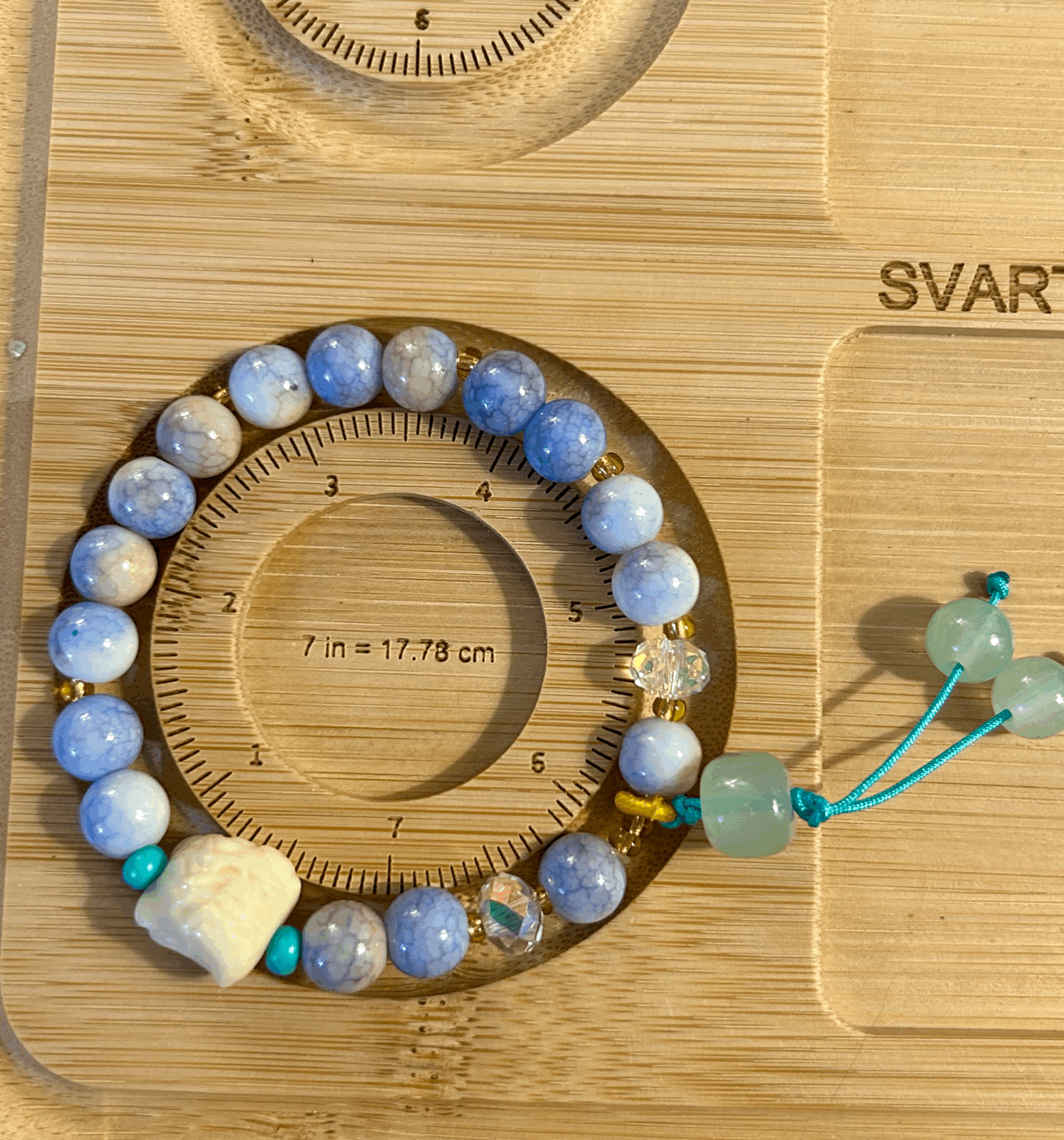 Blue and Cream Glass Bracelet