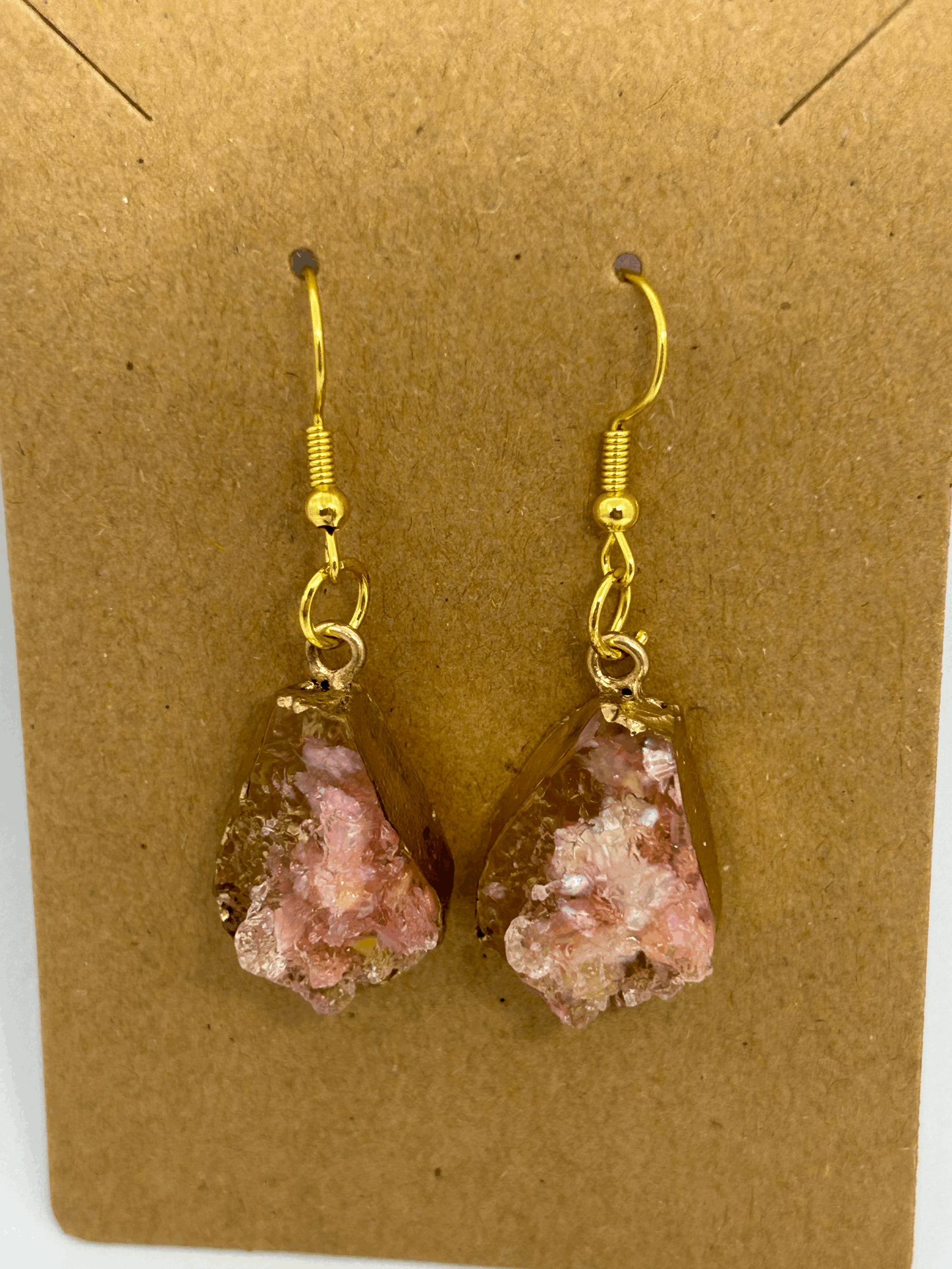 Blush glimmer geode drop earrings