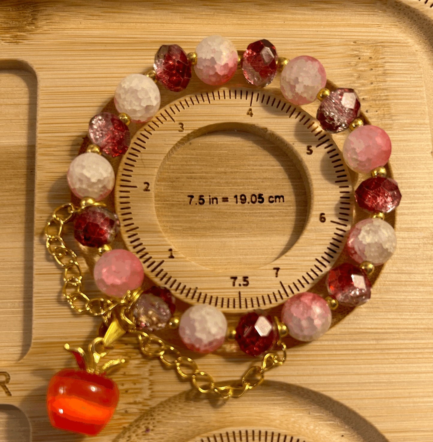 Red and white apple bracelet