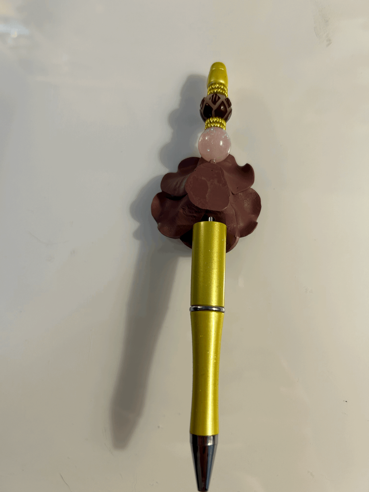 Burgundy flower ball point pen