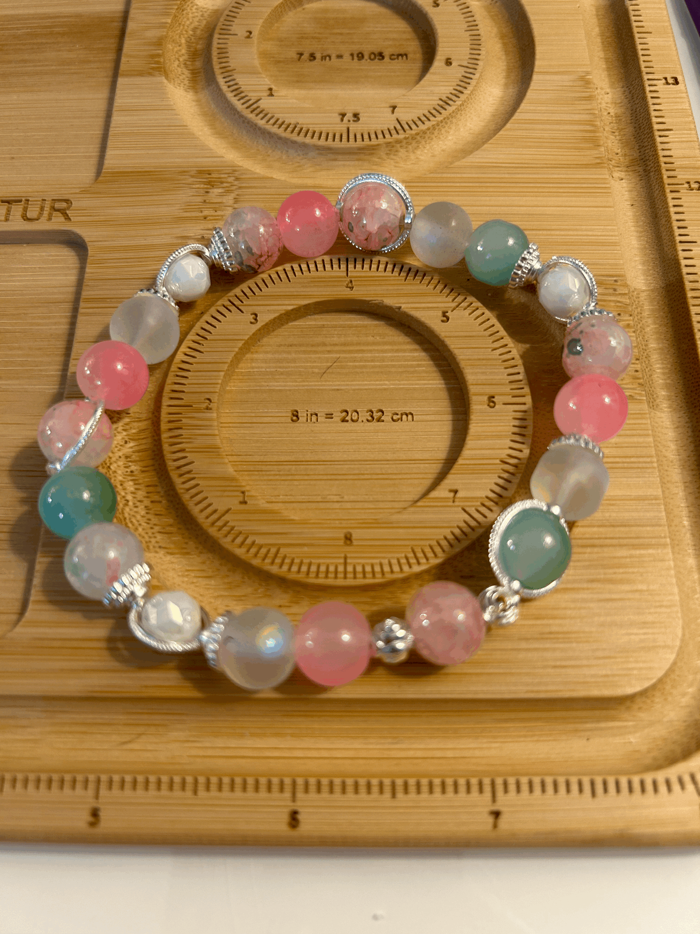 Pink, Green and Silver Bracelet