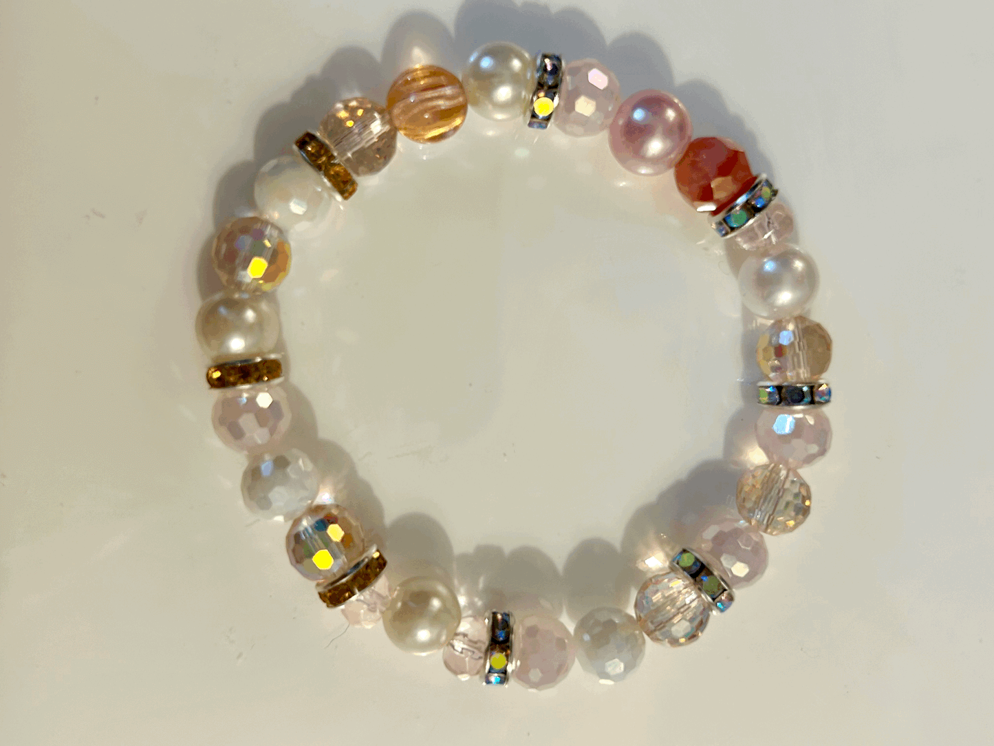 Pink and White pearl sparkle bracelet