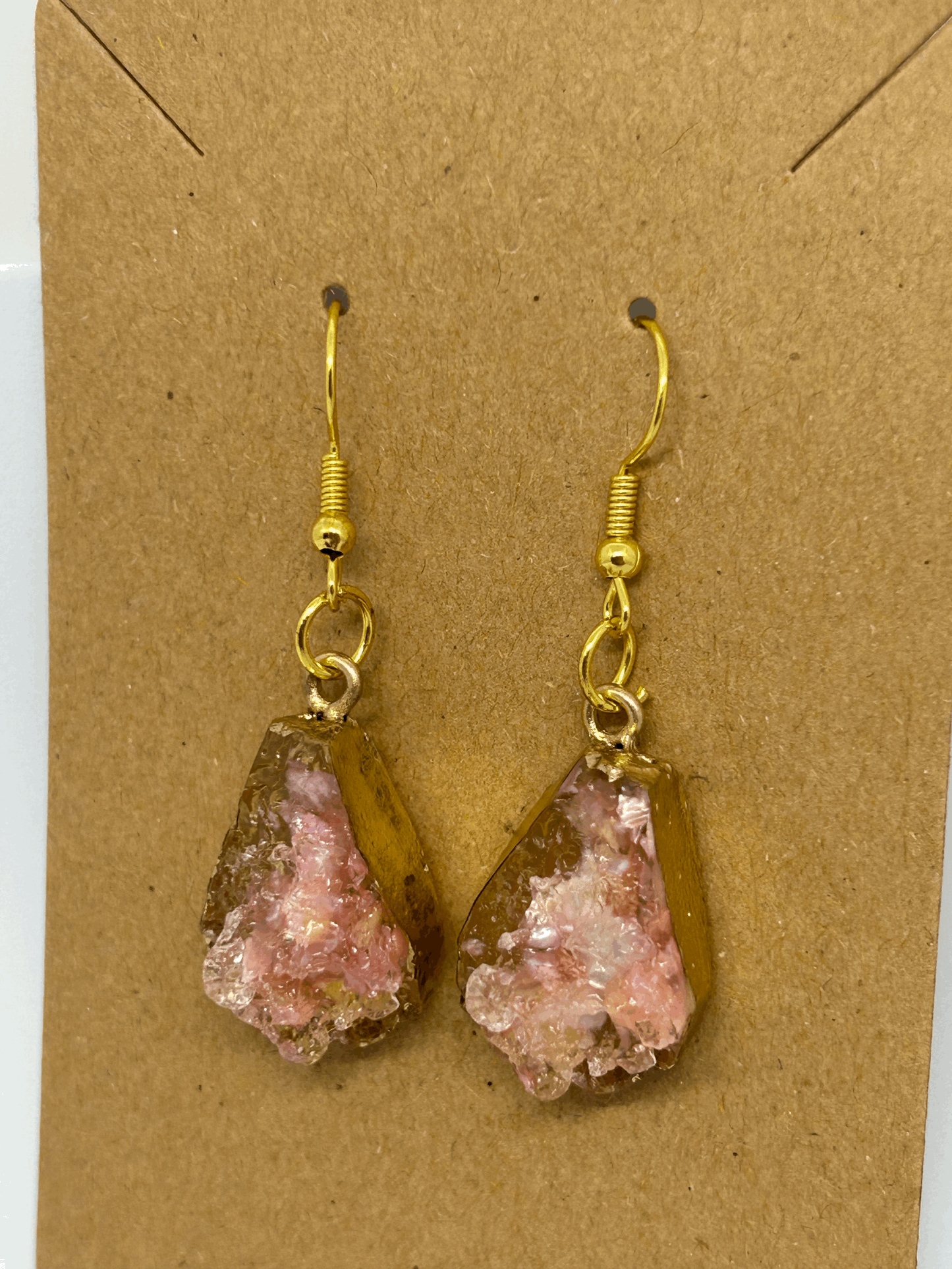 Blush glimmer geode drop earrings