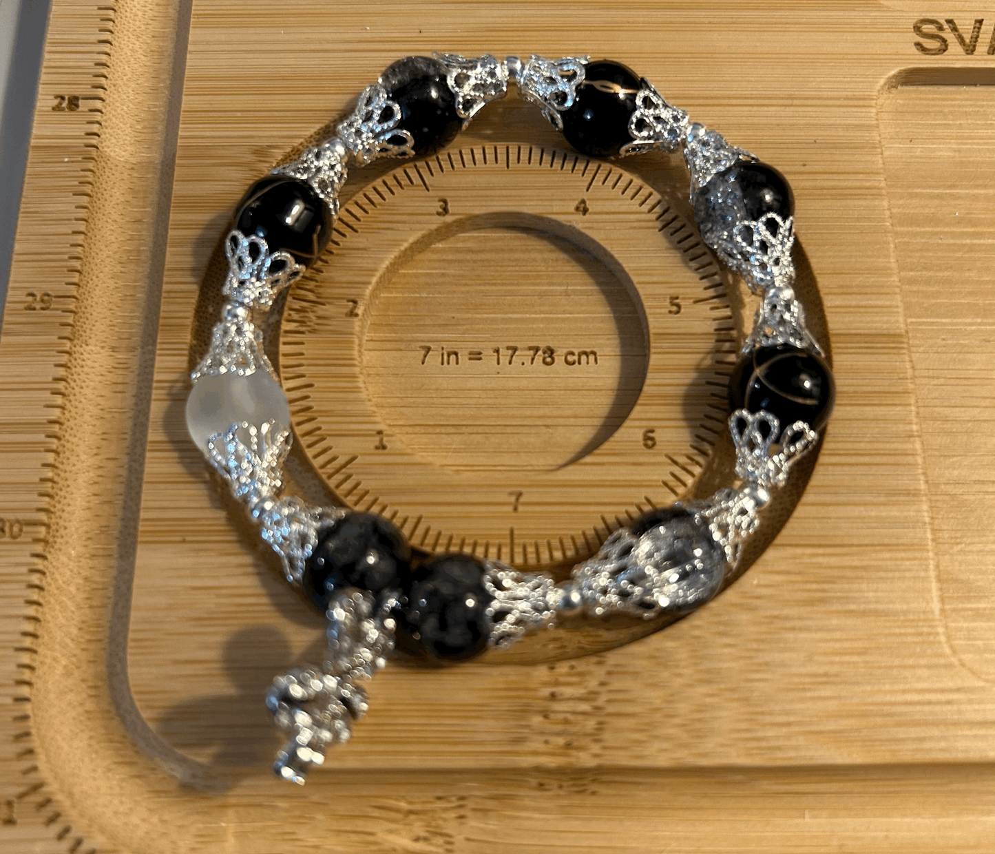 Black and white flower bracelet