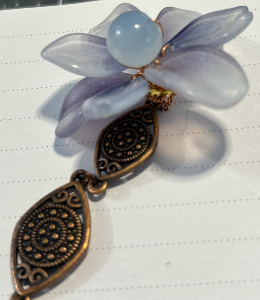 Blue glass flower bookmark or closures