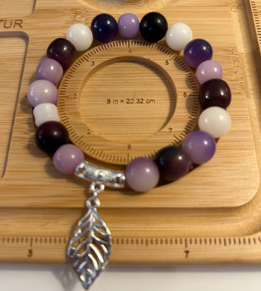 Purple, cream and lavender bodhi bracelet