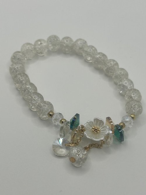 White rose charm bracelet