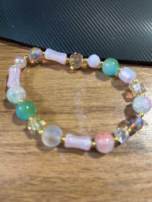 pink grean and clear  glass beads