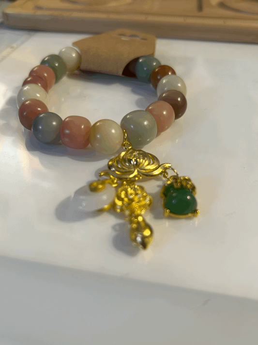 Golden lotus  Bodhi bead bracelet