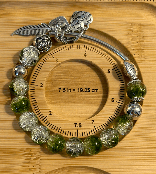 Green glass bead bracelet