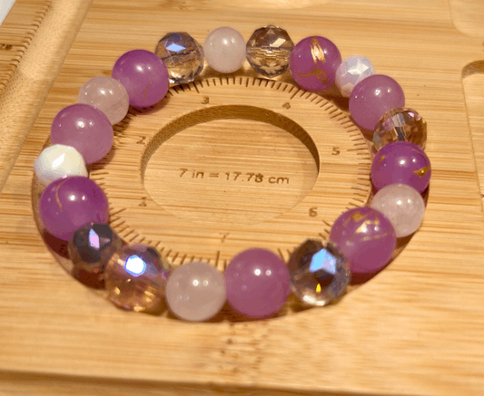 Pink and purple and white crystal glass bracelet