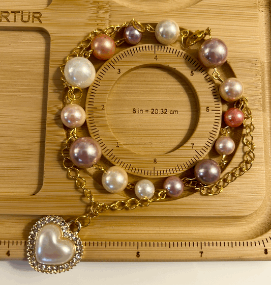 Pink, purple and cream pearl bracelet