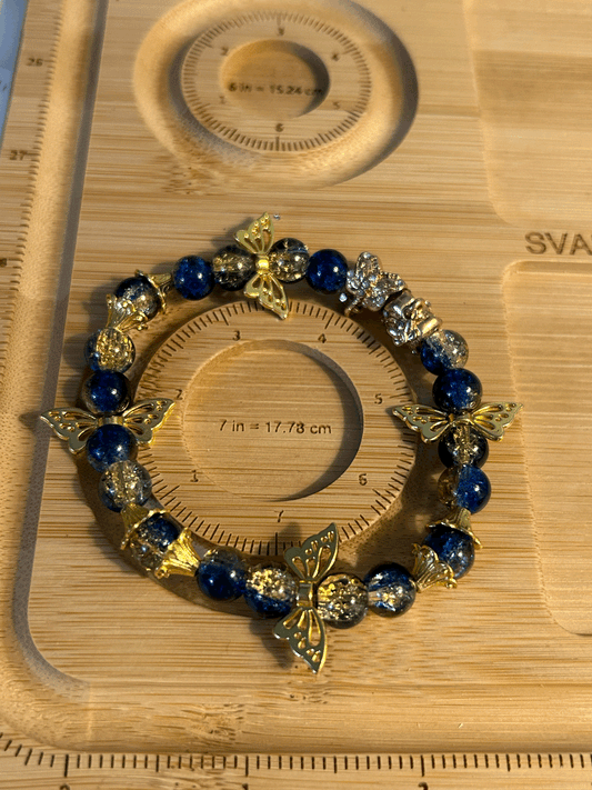 Blue and gold butterfly bracelet