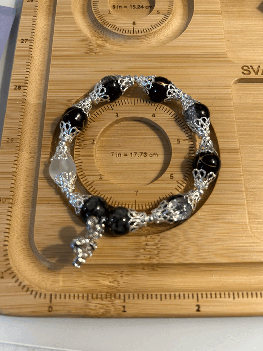 Black and white flower bracelet