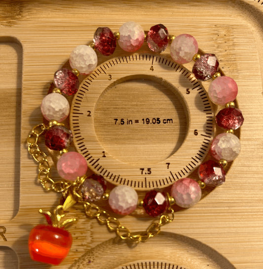 Red and white  apple bracelet