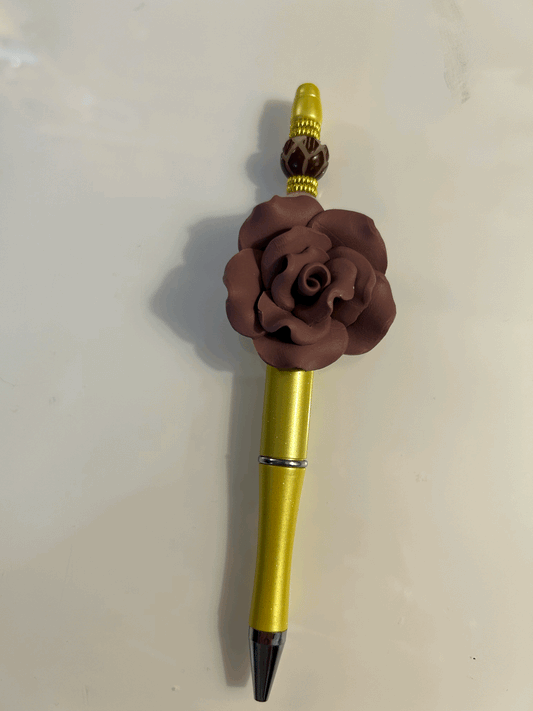 Burgundy flower ball point pen