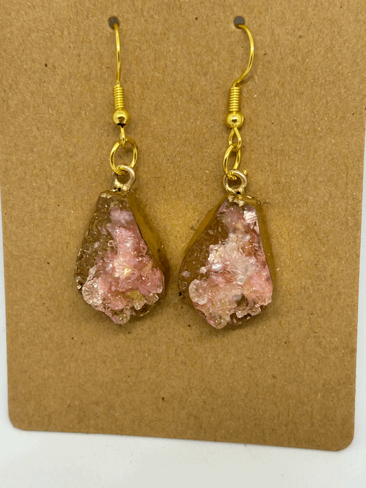 Blush glimmer geode drop earrings